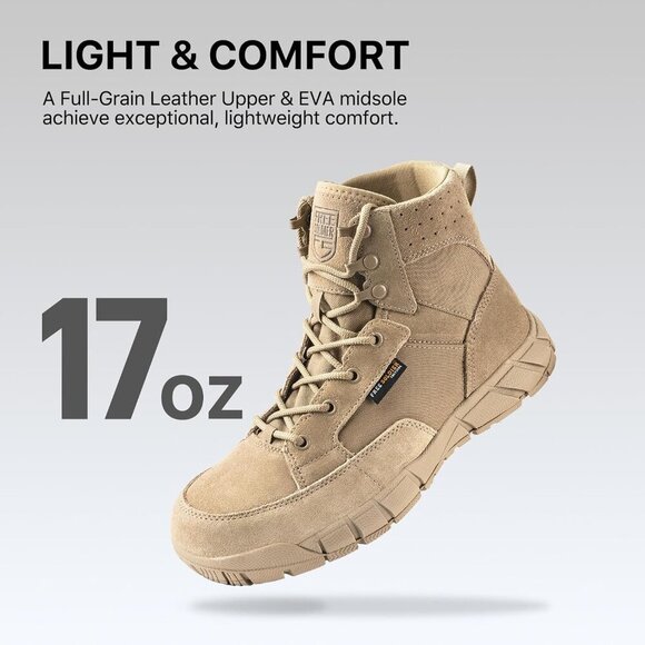〽️Men\'s Tan Free Soldier Durable Waterproof Lightweight Tactical Work Boots main image 5